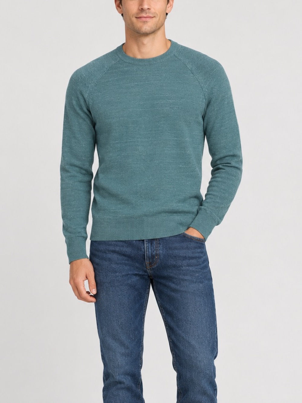 J. CREW Men's Crewneck Cotton Sweater in Teal
